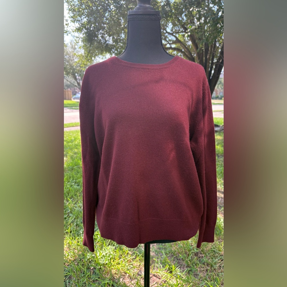 Quince Rich Maroon Crew Neck Sweater